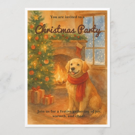 Uitnodiging voor kerstfeest · Cosy Dog Scene (Voorkant)