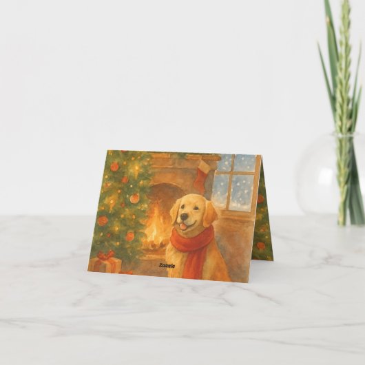 Uitnodiging voor kerstfeest · Cosy Dog Scene (Achterkant)