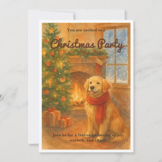Uitnodiging voor kerstfeest · Cosy Dog Scene (Voorkant)