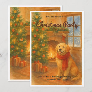 Uitnodiging voor kerstfeest · Cosy Dog Scene