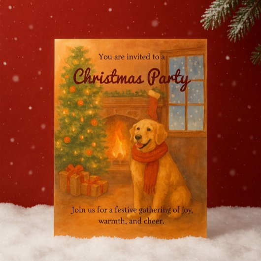 Uitnodiging voor kerstfeest · Cosy Dog Scene