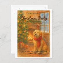 Uitnodiging voor kerstfeest · Cosy Dog Scene