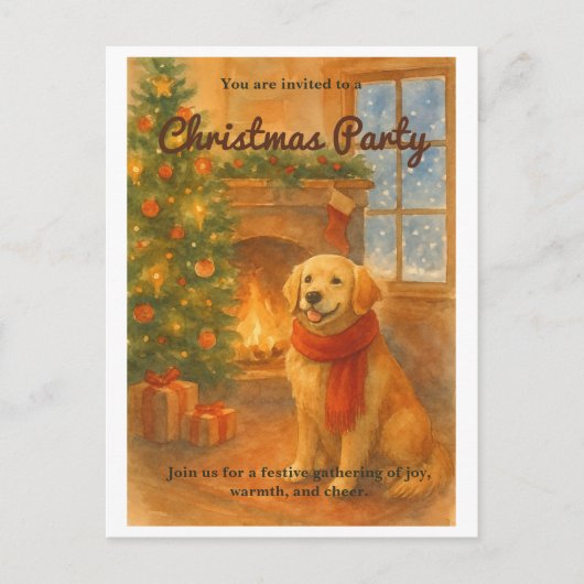 Uitnodiging voor kerstfeest · Cosy Dog Scene (Voorkant)