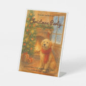 Uitnodiging voor kerstfeest · Cosy Dog Scene Reclamebord Met Voetstuk (Voorkant)