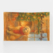 Uitnodiging voor kerstfeest · Cosy Dog Scene Spandoek (Horizontaal)