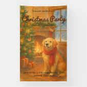 Uitnodiging voor kerstfeest · Cosy Dog Scene Spandoek (Verticaal)