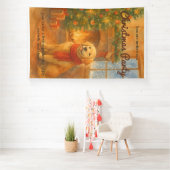 Uitnodiging voor kerstfeest · Cosy Dog Scene Spandoek (Insitu)