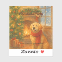 Uitnodiging voor kerstfeest · Cosy Dog Scene Sticker