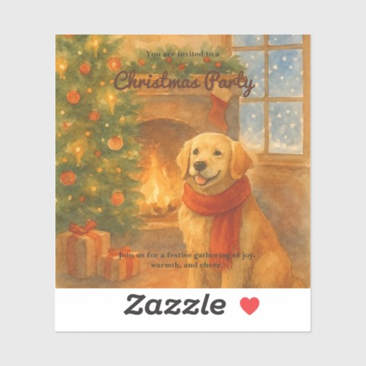 Uitnodiging voor kerstfeest · Cosy Dog Scene Sticker (Vel)