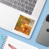 Uitnodiging voor kerstfeest · Cosy Dog Scene Sticker (Laptop met iPhone)