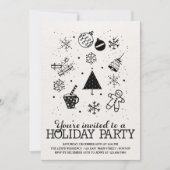 Uitnodiging voor kerstfeest Doodles (Voorkant)