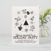 Uitnodiging voor kerstfeest Doodles (Staand voorkant)