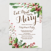 Uitnodiging voor Kerstfeest 'Eet, Drink en Wees Vr (Voorkant / Achterkant)