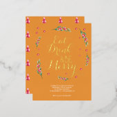 Uitnodiging voor kerstfeest 'Eet drink & wees vrol (Voorkant / Achterkant)