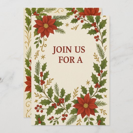 Uitnodiging voor kerstfeest | elegant (Voorkant / Achterkant)