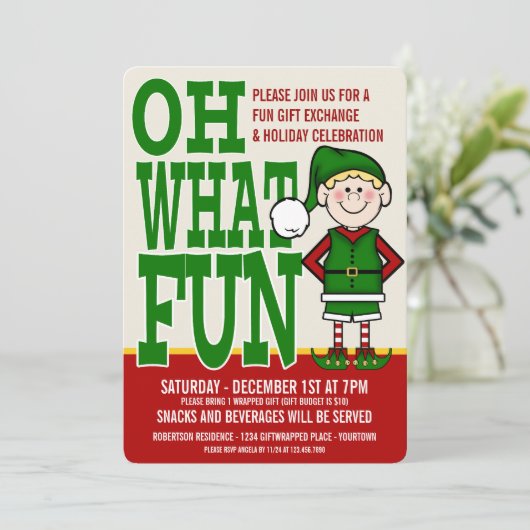 Uitnodiging voor kerstfeest- en elftgeschenk (Staand voorkant)