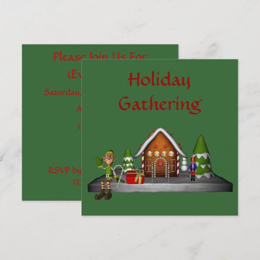 Uitnodiging voor kerstfeest- en feestdag (Voorkant / Achterkant)