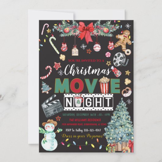 Uitnodiging voor kerstfeest- en nachtfeestdag (Voorkant)