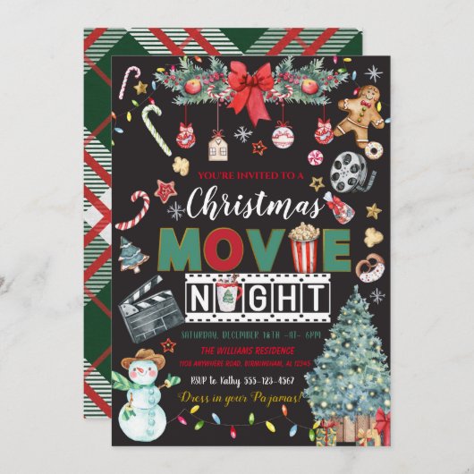 Uitnodiging voor kerstfeest- en nachtfeestdag (Voorkant / Achterkant)