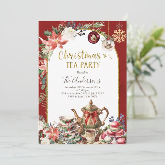 Uitnodiging voor kerstfeest-feestdag (Staand voorkant)