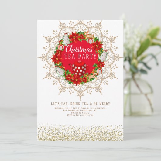 Uitnodiging voor kerstfeest-feestdag (Staand voorkant)