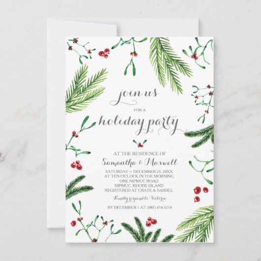 Uitnodiging voor kerstfeest Greenery (Voorkant)