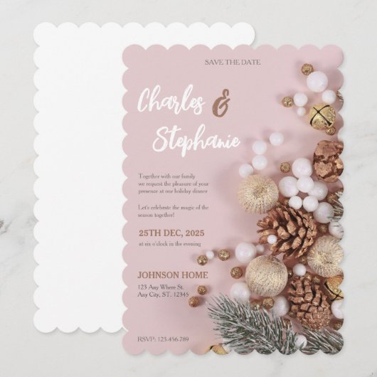 Uitnodiging voor kerstfeest, huwelijksuitnodiginge (Voorkant / Achterkant)