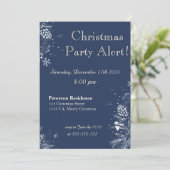 Uitnodiging voor kerstfeest in blauw en wit (Staand voorkant)