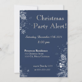 Uitnodiging voor kerstfeest in blauw en wit