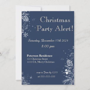Uitnodiging voor kerstfeest in blauw en wit