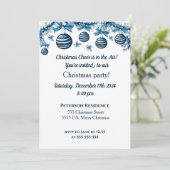 Uitnodiging voor kerstfeest in blauw en wit (Staand voorkant)