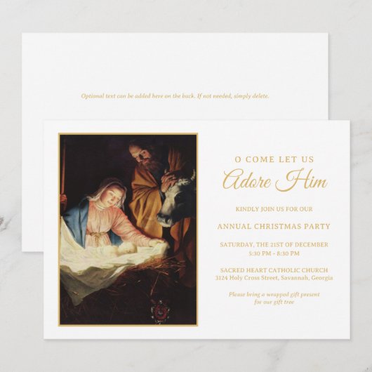 Uitnodiging voor kerstfeest in de kerststal (Voorkant / Achterkant)