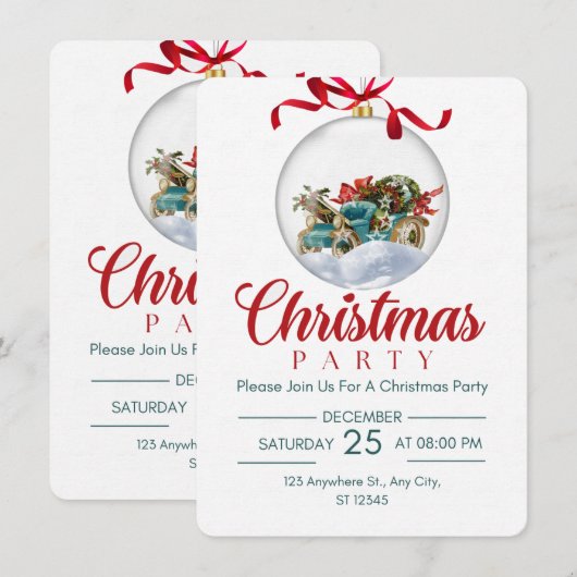 Uitnodiging voor kerstfeest in december (Voorkant / Achterkant)