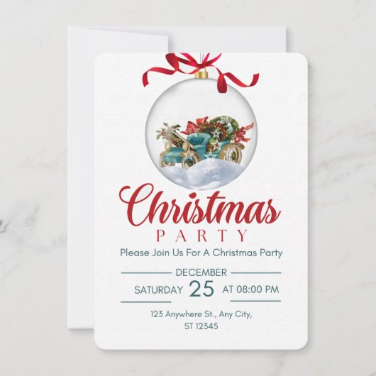 Uitnodiging voor kerstfeest in december (Voorkant)