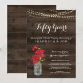 Uitnodiging voor kerstfeest Jubileum Poinsettia (Voorkant / Achterkant)