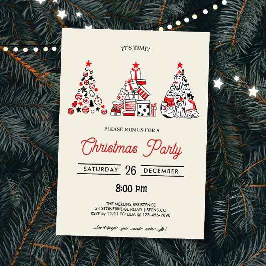 Uitnodiging voor kerstfeest | kerstbomen