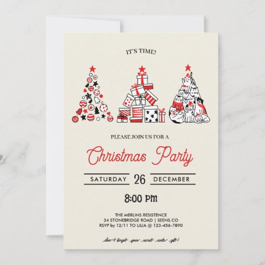 Uitnodiging voor kerstfeest | kerstbomen (Voorkant)