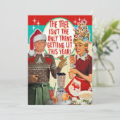 Uitnodiging voor Kerstfeest met drankjes - Koppel (Staand voorkant)