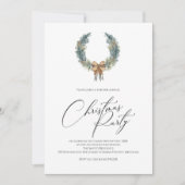 Uitnodiging voor kerstfeest met feestelijke krans (Voorkant)