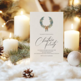 Uitnodiging voor kerstfeest met feestelijke krans