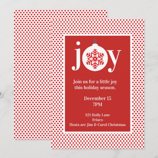 Uitnodiging voor Kerstfeest met Festive Joy (Voorkant / Achterkant)