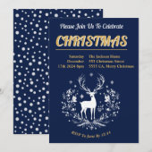 Uitnodiging voor kerstfeest met herten (Voorkant / Achterkant)