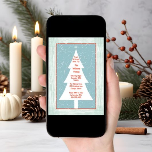 Uitnodiging voor kerstfeest met kerstboombijeenkom