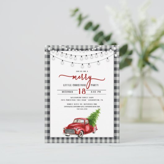  uitnodiging voor kerstfeest met Red Truck (Staand voorkant)