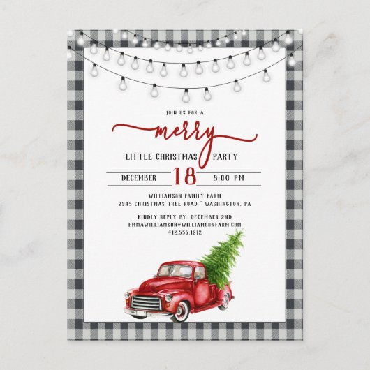  uitnodiging voor kerstfeest met Red Truck (Voorkant)