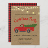 uitnodiging voor kerstfeest met Red Truck (Voorkant / Achterkant)
