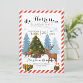 Uitnodiging voor kerstfeest met rendier (Staand voorkant)