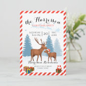 Uitnodiging voor kerstfeest met rendier (Staand voorkant)
