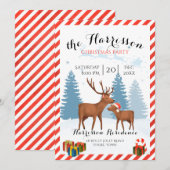 Uitnodiging voor kerstfeest met rendier (Voorkant / Achterkant)
