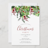 Uitnodiging voor Kerstfeest met Rode Bessen (Voorkant)